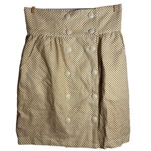 Comme Toi Polka Dot High Waisted Linen/Cotton Preppy Retro Mini Skirt Size L